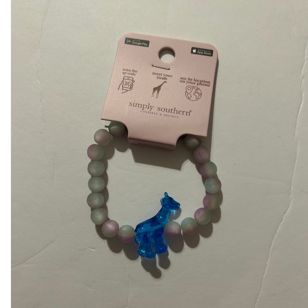 Simply Southern Giraffe Tracking Bracelet Conserve & Protect Pastel Beaded New